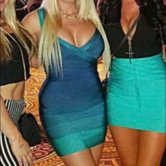 💚SOLD💚Herve Leger Ombré Dress XS Mermaid Bandage - Picture 2 of 8